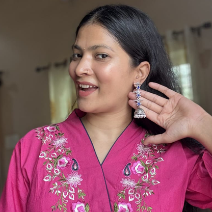 Dazzle Dash Jhumki earring (Black)&Royal Triple Bell Layered Jhumka Earring (Blue) Combo set
