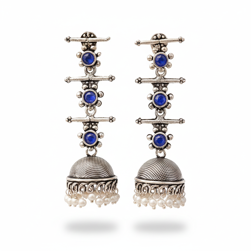 StylishKudi Oxidised Silver Earrings&Chandbali Earrings ComboSet for Women&girl