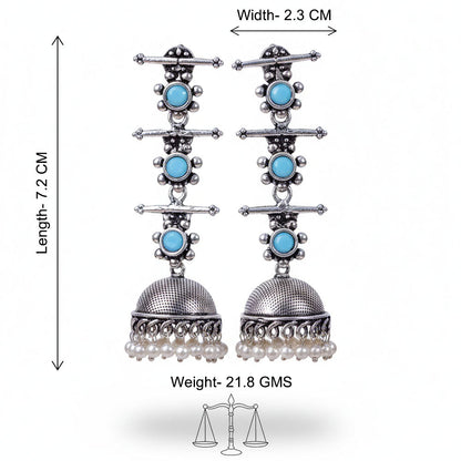 Peacock glow stone studded dangler & Royal Triple Bell Layered Jhumka Combo set