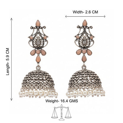 Royal Triple Bell Layered Jhumka Earring (Dark Maroon) Kalash Kamal earring (Light Orange) Combo set