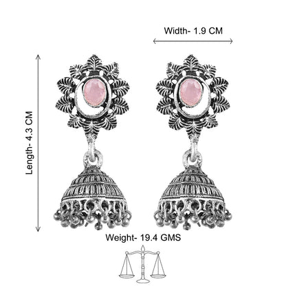 floral charm traditional jhumka earrings (Baby Pink)