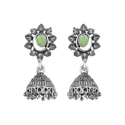 floral charm traditional jhumka earrings (Pista)