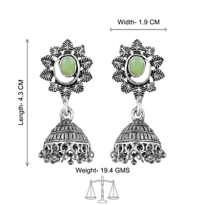 floral charm traditional jhumka earrings (Pista)