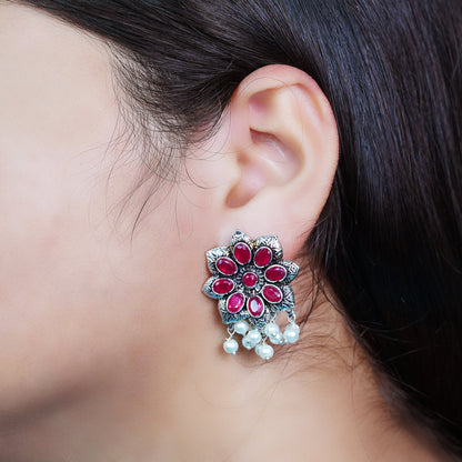 StylishKudi Oxidised Silver Earrings&Chandbali Earrings ComboSet for Women&girl