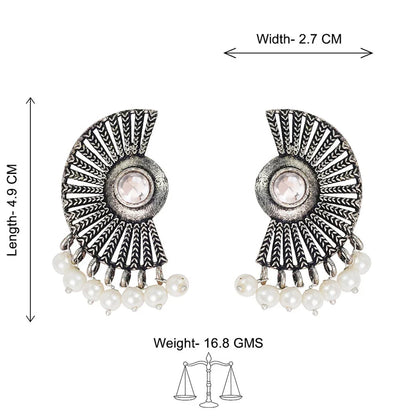 Kalash Kamal earring  Bloom Arc pearl stud earring (White) Combo set