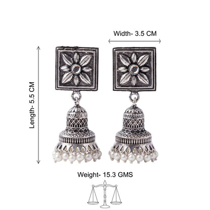 Petal Frame hanging Jhumki Earrings (White)