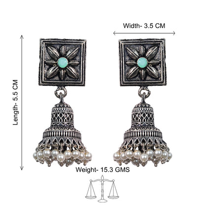 Petal Frame hanging Jhumki Earrings (Pista)
