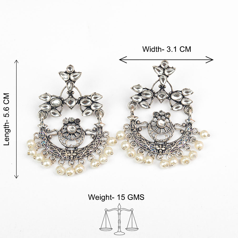 StylishKudi Oxidised Silver Stud & Chandbali Earrings Combo Set for Women&girl