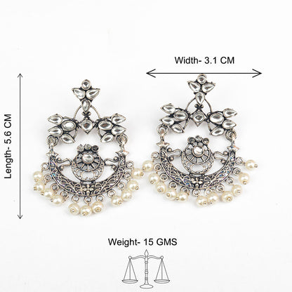 StylishKudi Oxidised Silver Stud & Chandbali Earrings Combo Set for Women&girl