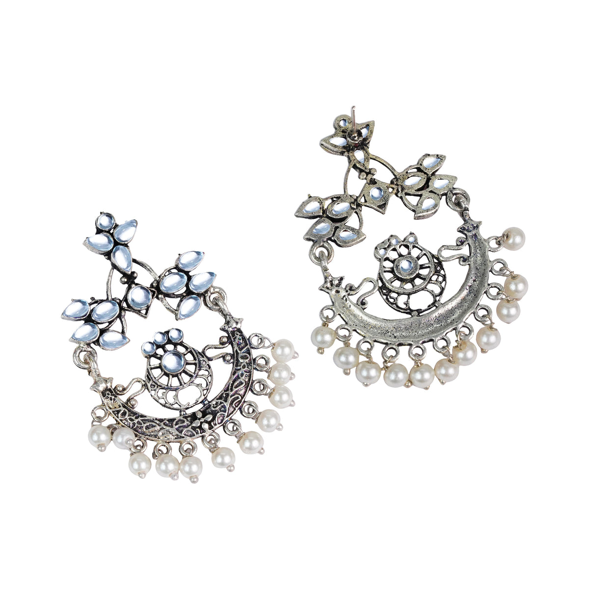 StylishKudi Oxidised Silver Stud & Chandbali Earrings Combo Set for Women&girl