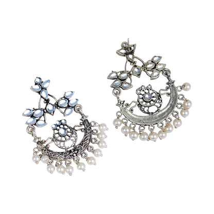 StylishKudi Oxidised Silver Stud & Chandbali Earrings Combo Set for Women&girl