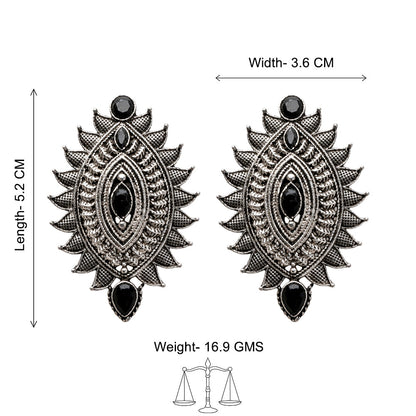 Oval drop stud earrings (Black)
