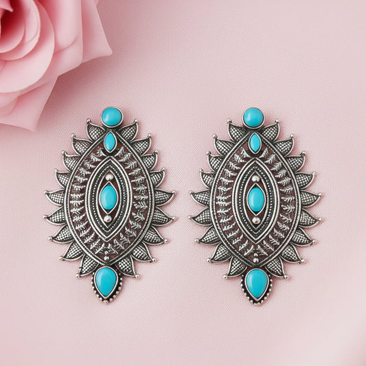 Oval drop stud earrings (Sky Blue)