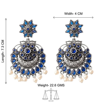 Peacock glow stone studded dangler & Little Petal dangler Combo set