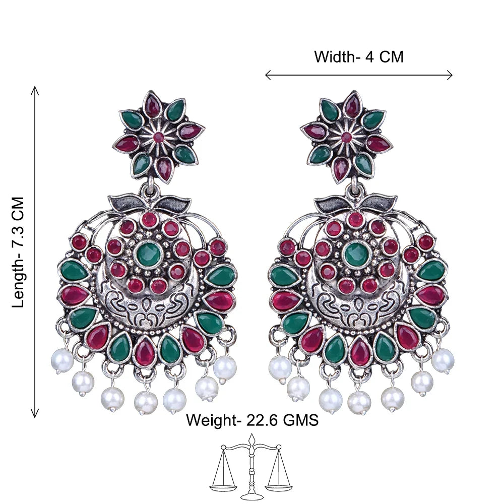 Peacock glow stone studded dangler & Little Petal dangler Combo set