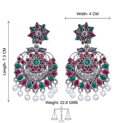 Peacock glow stone studded dangler & Little Petal dangler Combo set