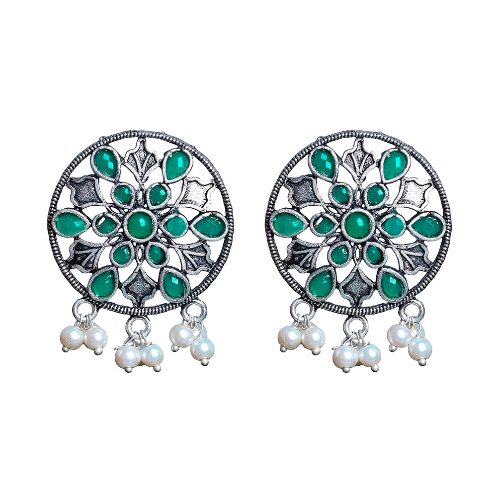 Evergreen earrings (Mint) Glass drops Dangler Earrings (Green) Combo set