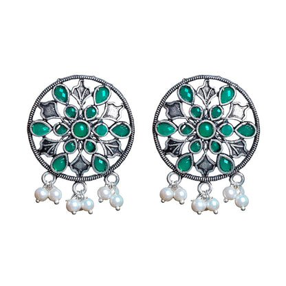 Evergreen earrings (Mint) Glass drops Dangler Earrings (Green) Combo set