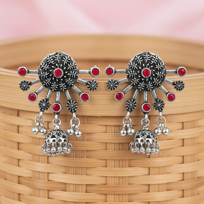 Slays and rays jhumki earrings (Dark Red)