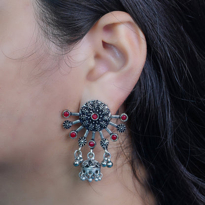 Slays and rays jhumki earrings (Dark Red)