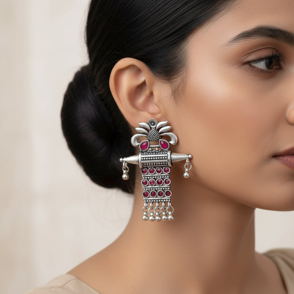 Bindaas Boho dangler earrings (Red)