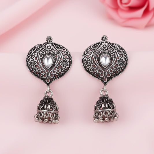 Pretty Petal Jhumki earrings (White)