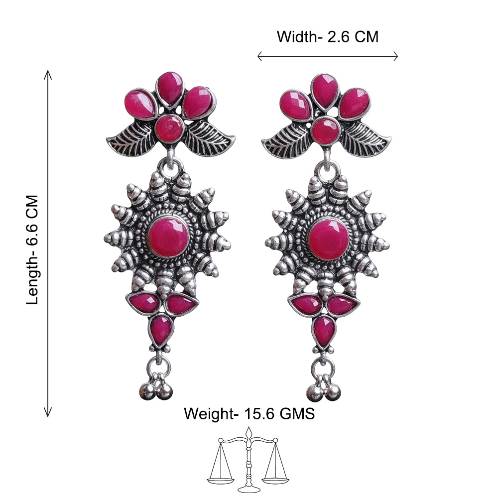 Royal Triple Bell Layered Jhumka Earring (Black) FloraSun dangler earrings (Red) Combo set