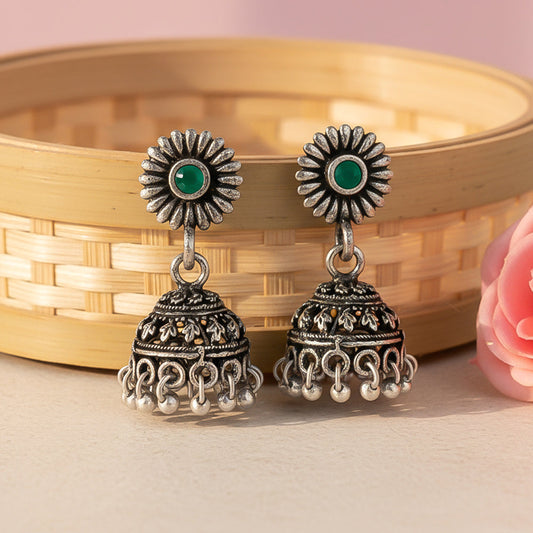 Garden gorgeousness Jhumki arrings (Green)