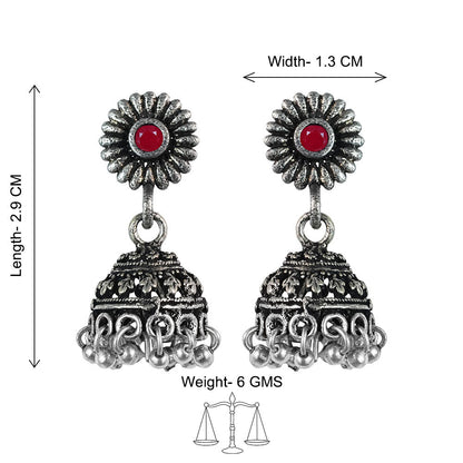 Garden gorgeousness Jhumki arrings (Dark Red)