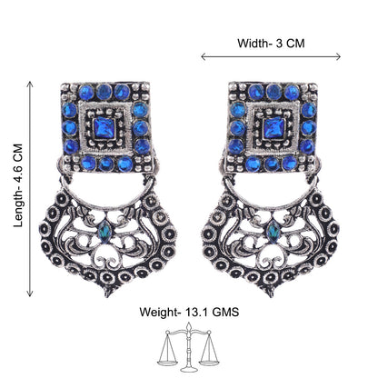 Glitter Grid Dangler Earring (Blue)