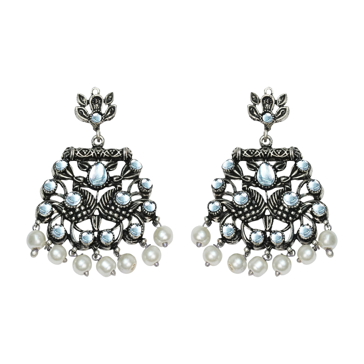 StylishKudi Oxidised Silver Earrings&Chandbali Earrings ComboSet for Women&girl