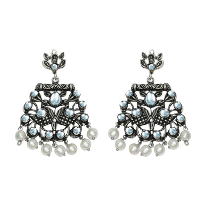 StylishKudi Oxidised Silver Earrings&Chandbali Earrings ComboSet for Women&girl