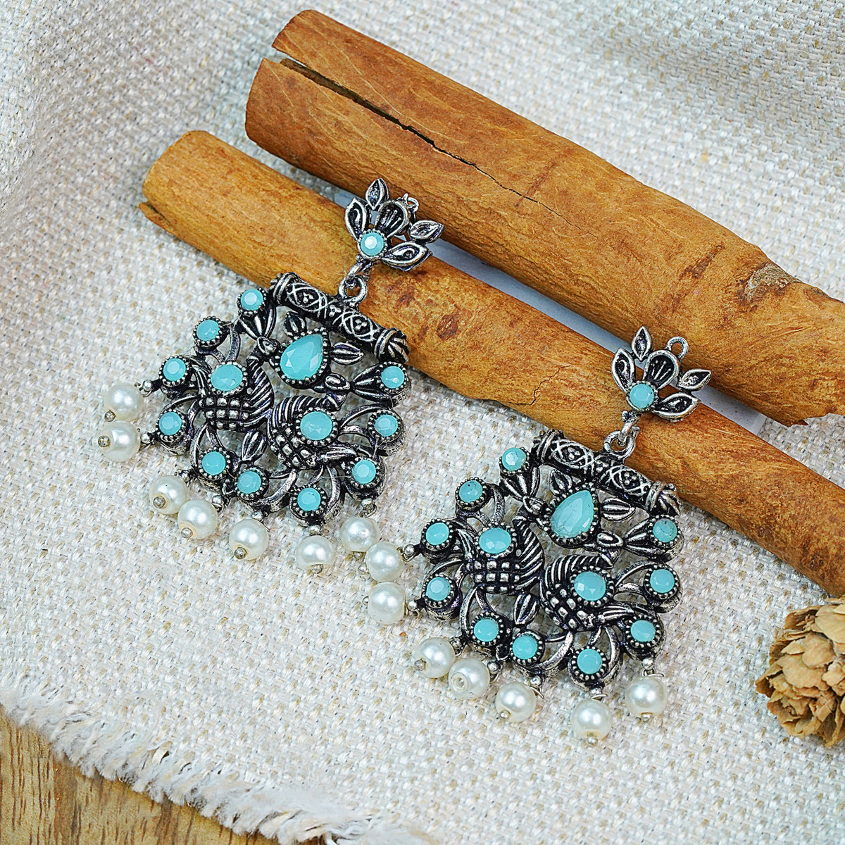 StylishKudi Oxidised Silver Stud & Chandbali Earrings Combo Set for Women&girl