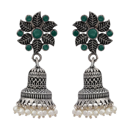Fearless flower jhumki earring (Green)