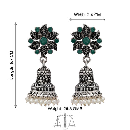 Fearless flower jhumki earring (Green)