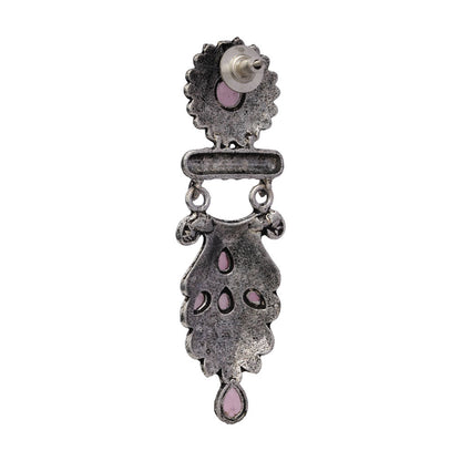 Swirly stone studded dangler earring (Baby Pink)
