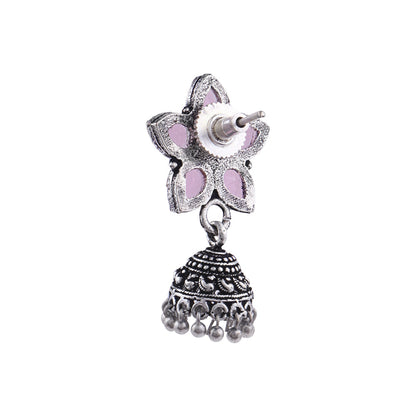 Beauty Bloom ghunghroo jhumki earring (Baby Pink)