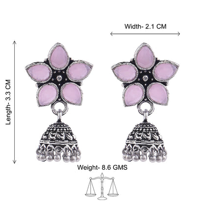 Beauty Bloom ghunghroo jhumki earring (Baby Pink)
