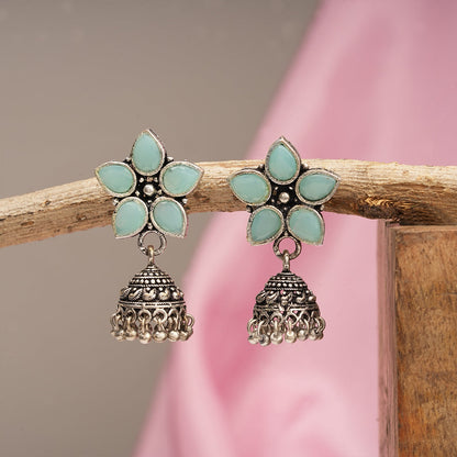 Beauty Bloom ghunghroo jhumki earring (Mint)