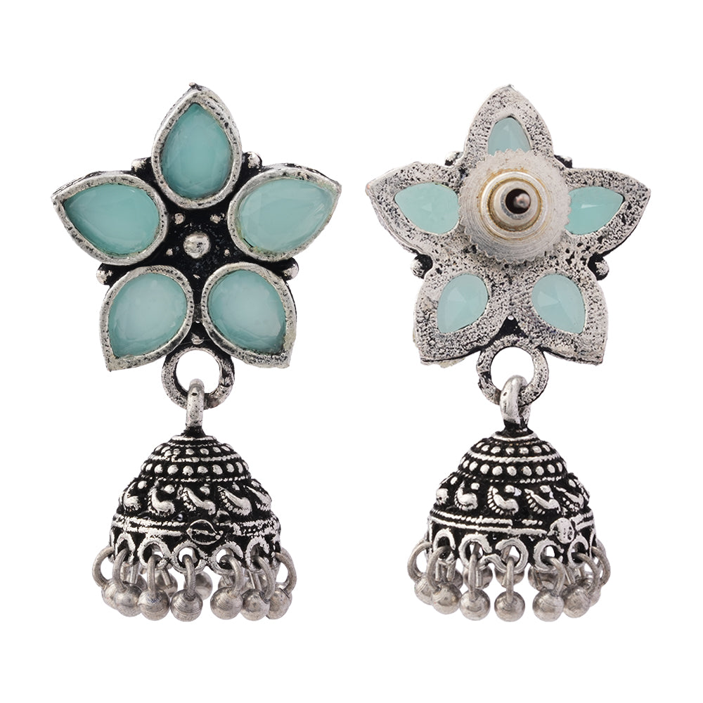 Beauty Bloom ghunghroo jhumki earring (Mint)