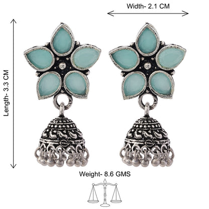 Beauty Bloom ghunghroo jhumki earring (Mint)