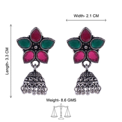 Peacock glow stone studded dangler & Beauty Bloom ghunghroo jhumki Combo set