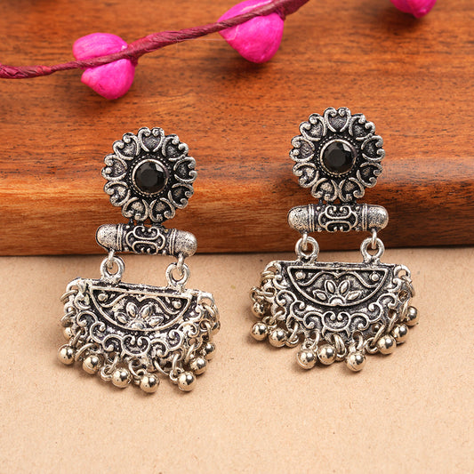 semi- circle hanging dangler earring (Black)