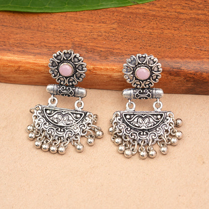 semi- circle hanging dangler earring (Baby Pink)