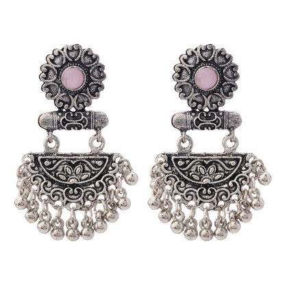 semi- circle hanging dangler earring (Baby Pink)