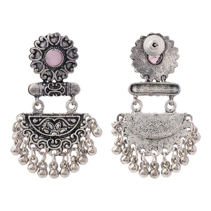 semi- circle hanging dangler earring (Baby Pink)