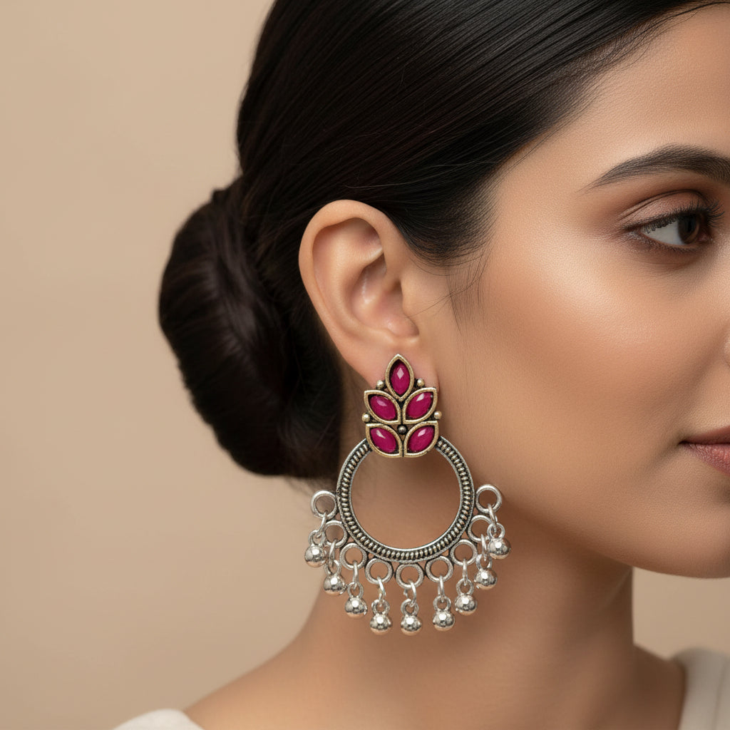 Fine Shine stud earrings (Red)&fiercely flawless dangler earrings Combo set