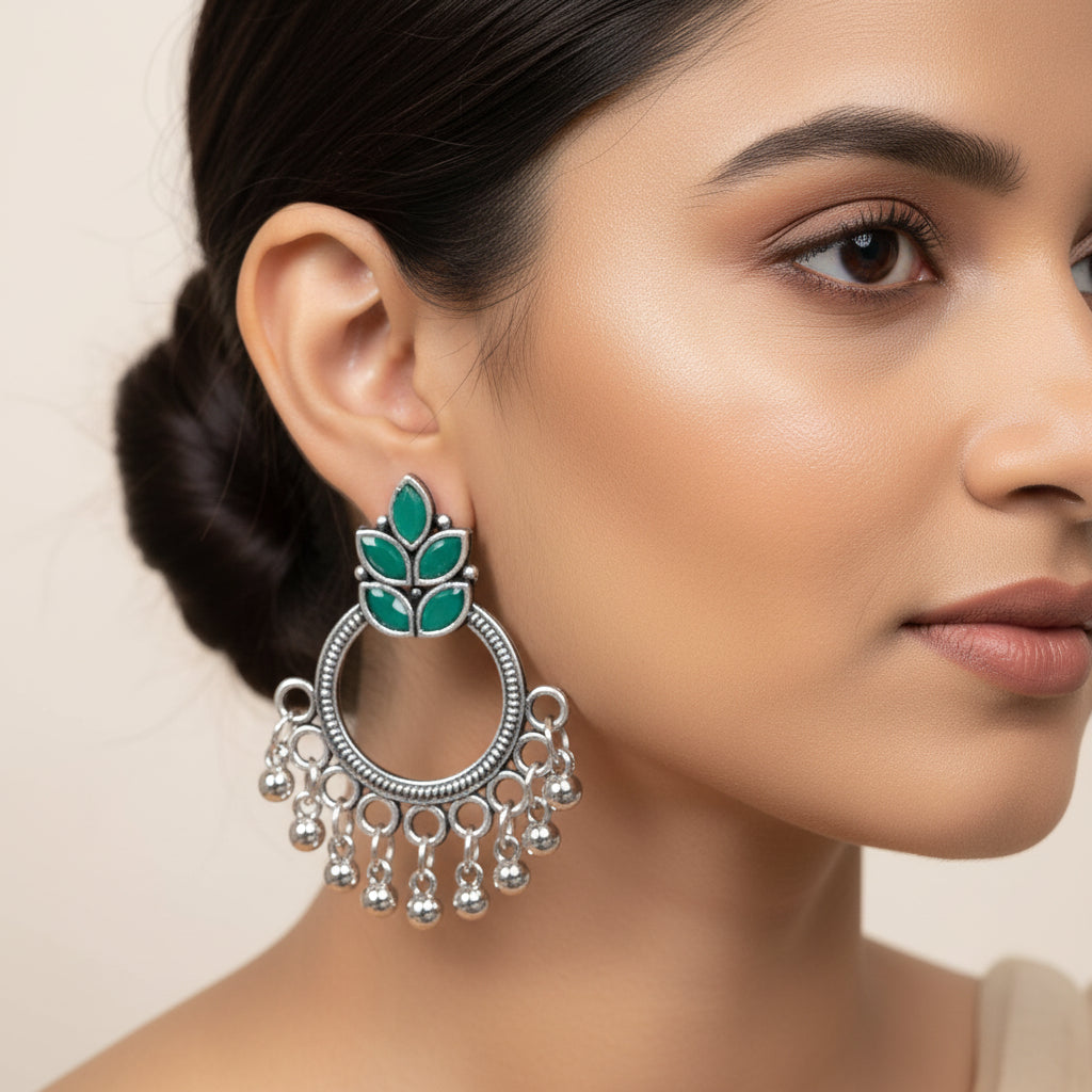 Jugni vibrant stud earrings (Multicolored)&Fine Shine stud earrings (Green) Combo set