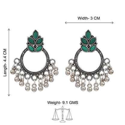 Kalash Kamal earring (Light Orange) Fine Shine stud earrings (Green) Combo set