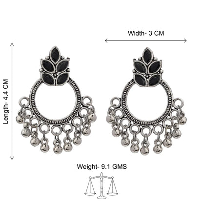 Kalash Kamal earring (Light Orange) Fine Shine stud earrings (Black) Combo set